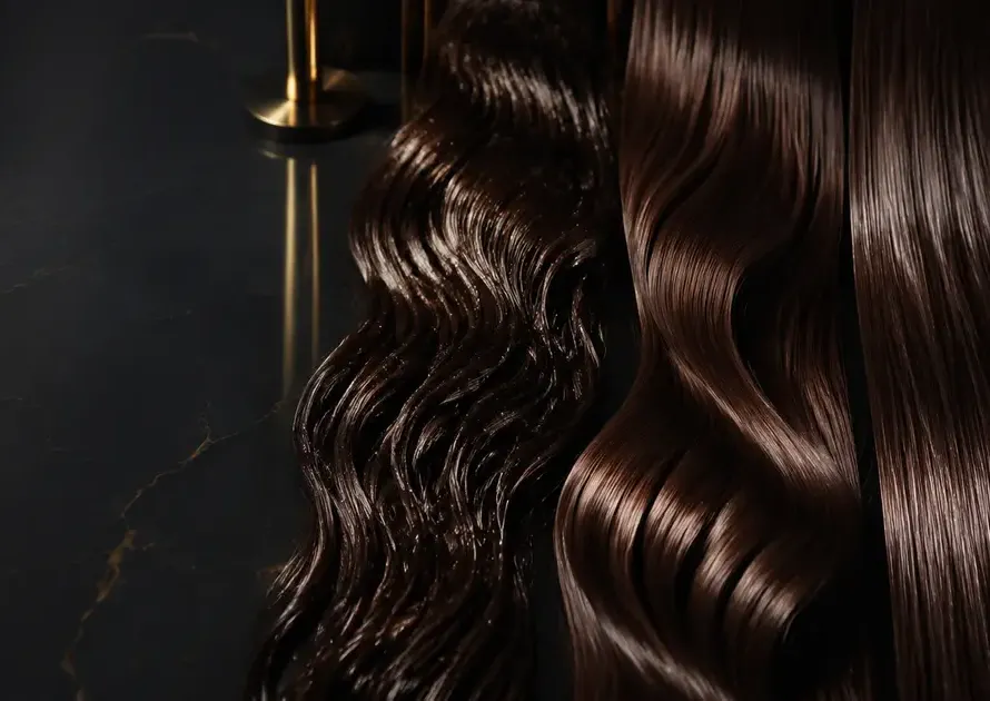 Tres tipos de fibra capilar que representan hidratación, nutrición y reconstrucción del cabello